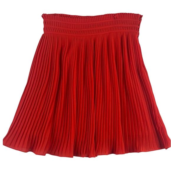 5/48 Release Pleat Red Mini Skirt Women’s SZ Med GUC Side Zip/Buttons Lined - Picture 1 of 11